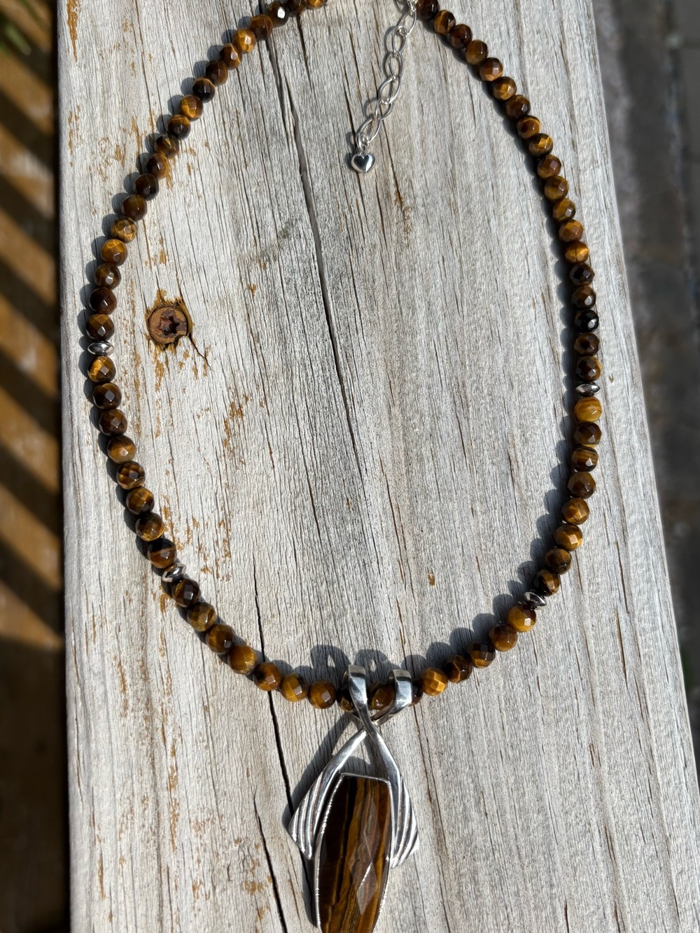 Jay King Faceted Tigers Eye Bead Necklace with Sterling Silver Pendant - Picture 4 of 13